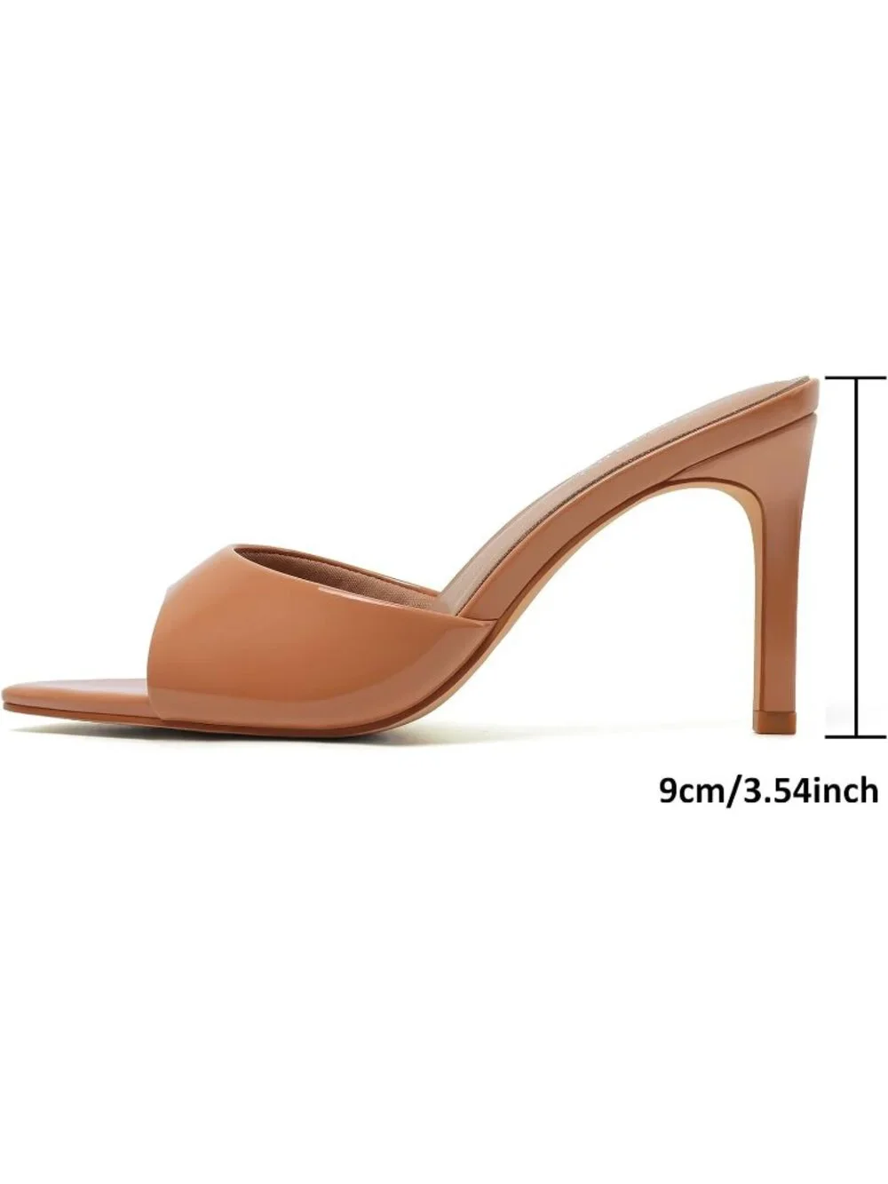 Women's Tan Brown Summer Mule High Heels Slip on Pointed Open Toe Sexy Heeled